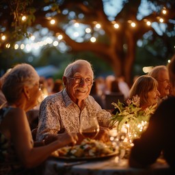 Singles event dinner outdoors